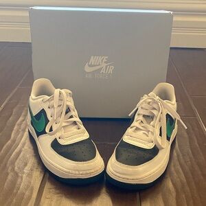 Nike Kids Sneakers - White and Black with Green Accents
